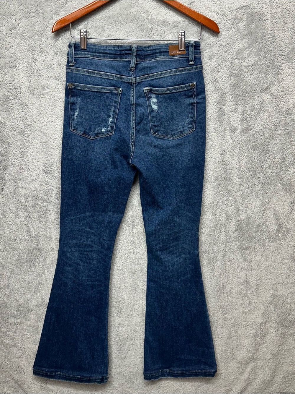 Judy Blue Trouser Flare Distressed Button Fly Stretch Jeans Size 5/27 - Picture 6 of 11